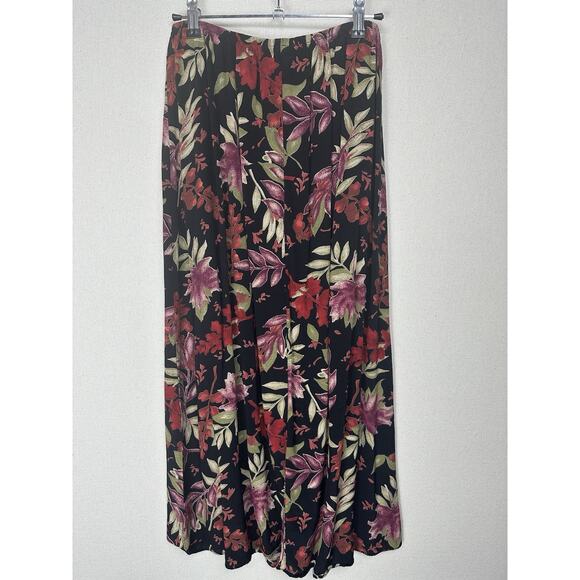 Vtg Teddi Floral Skirt Long Sz M Elastic Waste Fall Colors Lightweight Boho - Picture 4 of 6